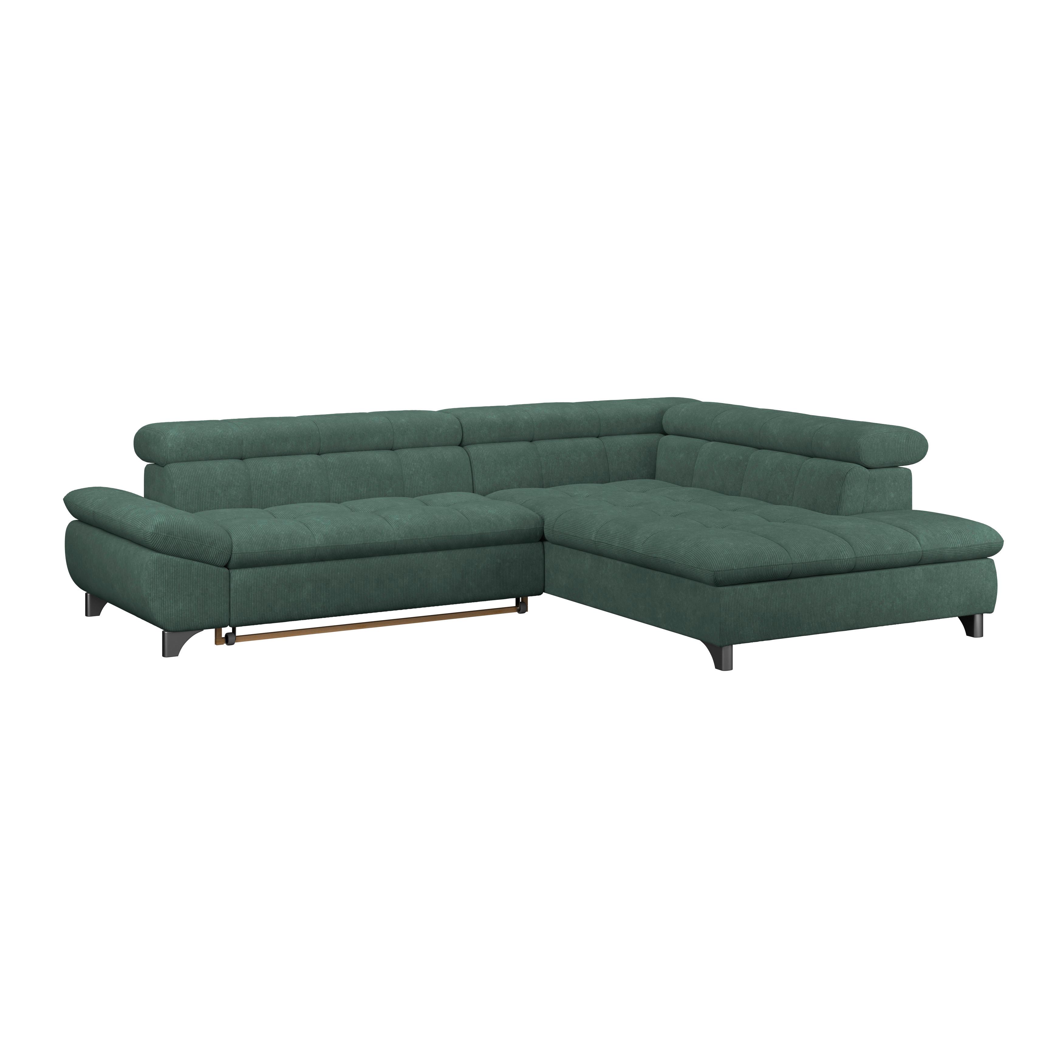 Ecksofa Gemini Waldgrün, B: 312cm - Waldgrün/Chromfarben, KONVENTIONELL, Textil (312/234cm)