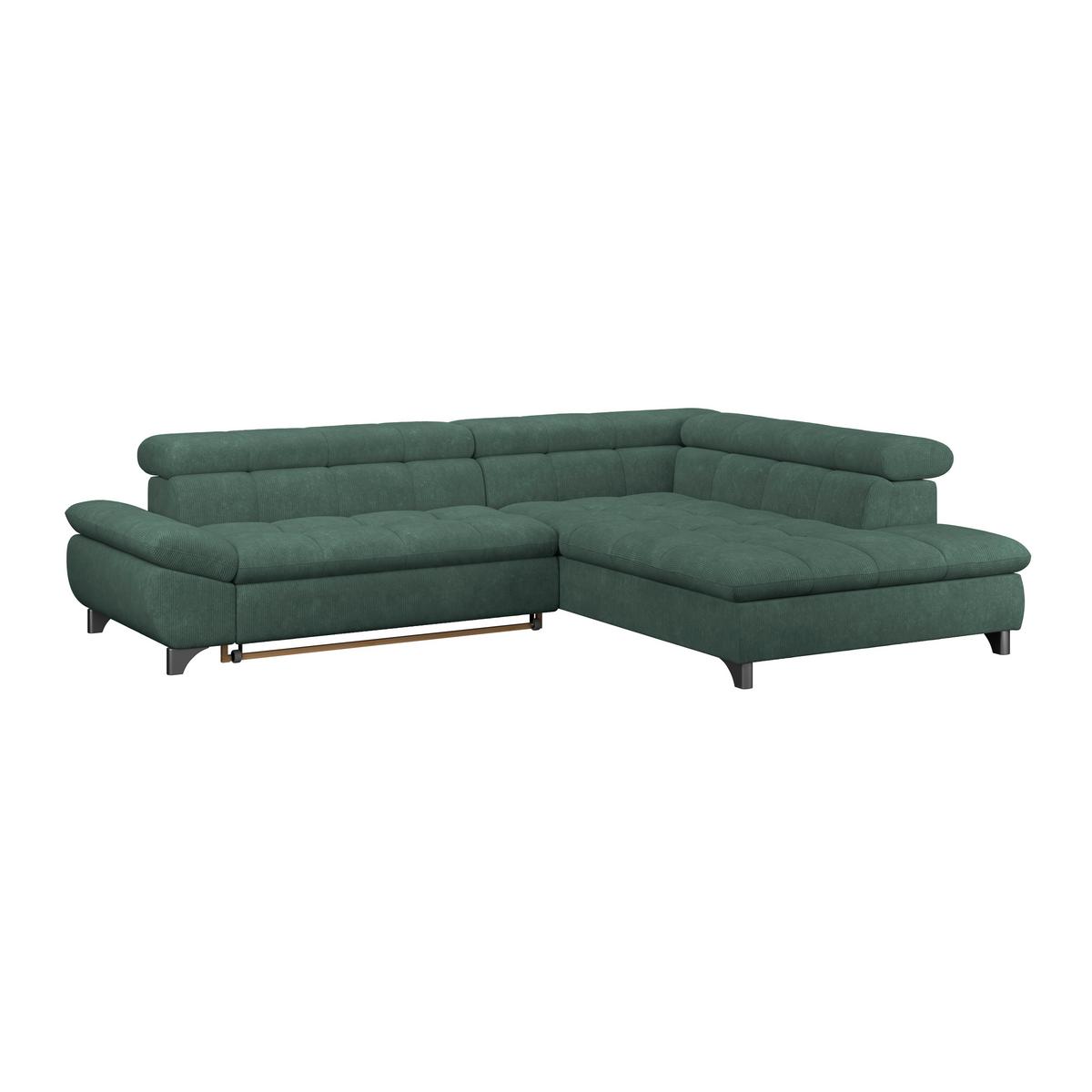 Ecksofa Gemini Waldgrün, B: 312cm - Waldgrün/Chromfarben, KONVENTIONELL, Textil (312/234cm)