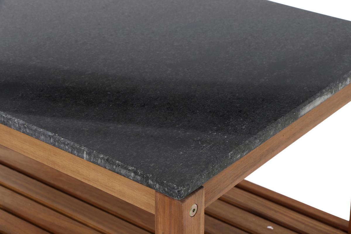 Outdoorküche L19599 - Schwarz/Akaziefarben, MODERN, Holz/Stein (75/87/52cm) - Siena Garden