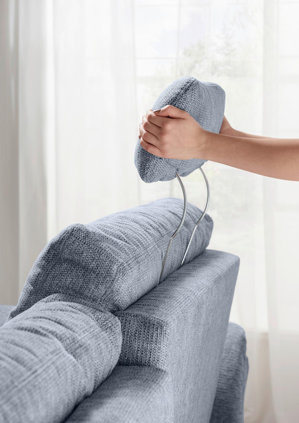 Wohnlandschaft Brizzini Hellblau U: 206x338x176 Cm - Schwarz/Hellblau, MODERN, Textil (206/338/176cm) - Livetastic