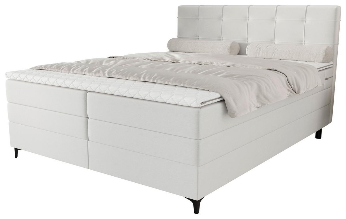 Boxspringbett Mitto mit Topper 180x200 cm - Beige/Schwarz, KONVENTIONELL, Textil/Metall (180/200cm)