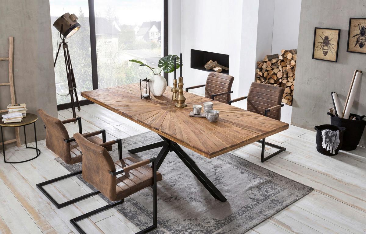 ESSTISCH Schwarz/Naturfarben L: 160cm - Schwarz/Naturfarben, MODERN, Holz/Metall (160/90/79cm) - MID.YOU