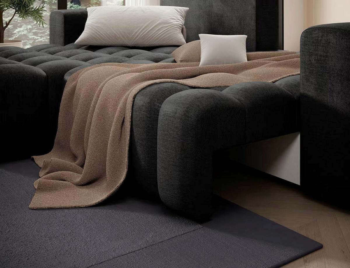 Ecksofa Bonett Anthrazit S: 250x175 Cm - Anthrazit/Schwarz, Design, Textil (250/175cm) - P & B