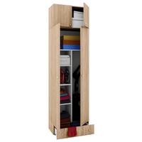 Víceúčelová skříň VANDOL, nástavba se zásuvkou - černá/barvy stříbra, Moderní, kompozitní dřevo/plast (70/238/39cm) - MID.YOU