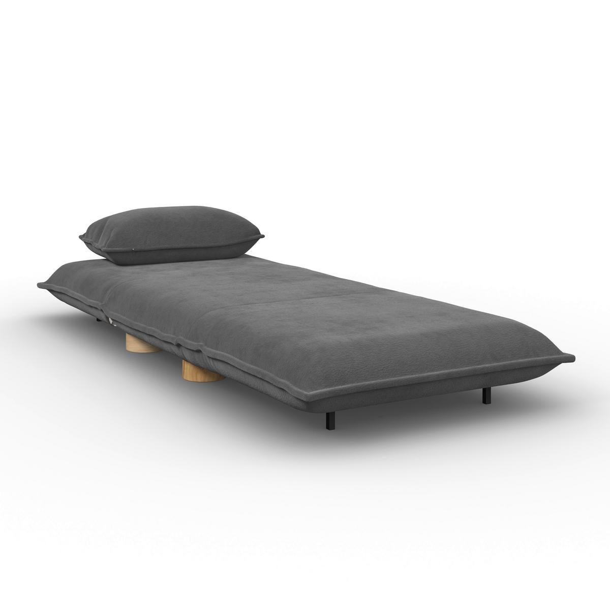 Rozkladacie kreslo BELLA, tmavosivá, max. 120 kg - prírodná farba/tmavosivá, Modern, kov/drevo (85/76/84cm) - Bessagi Home