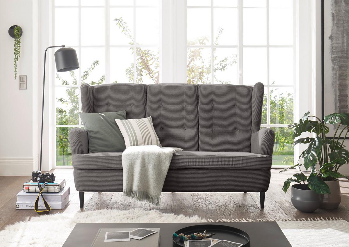 Kuchyňská pohovka OSKAR 5, šedý manšestr - šedá/černá, Konvenční, dřevo/textil (176/103/98cm) - MID.YOU