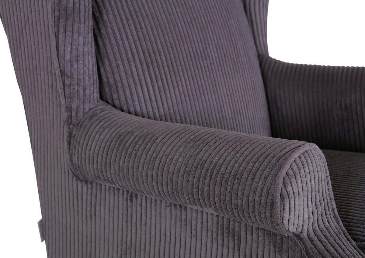 Kreslo - ušiak VIOLA, tmavosivý menčester - čierna/tmavosivá, drevo/textil (82/95/85cm) - Mömax