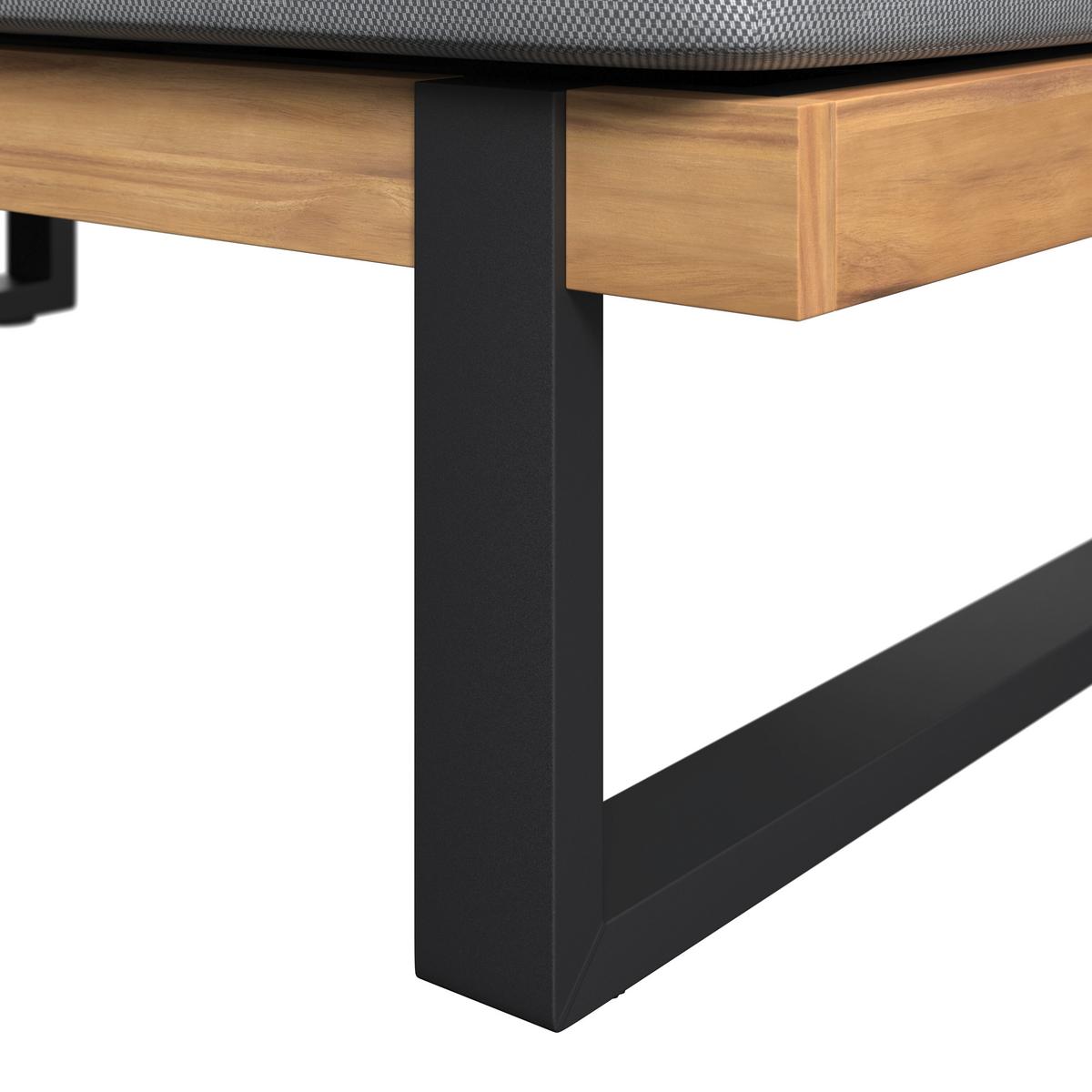 Sonnenliege Malibu - Grau, MODERN, Holz/Textil (200/95/65cm) - Beldano