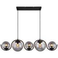 Hängeleuchte Porry H: 120 cm 5-Flammig Kugeln aus Rauchglas - Schwarz, Basics, Glas/Metall (100/20/120cm) - Globo