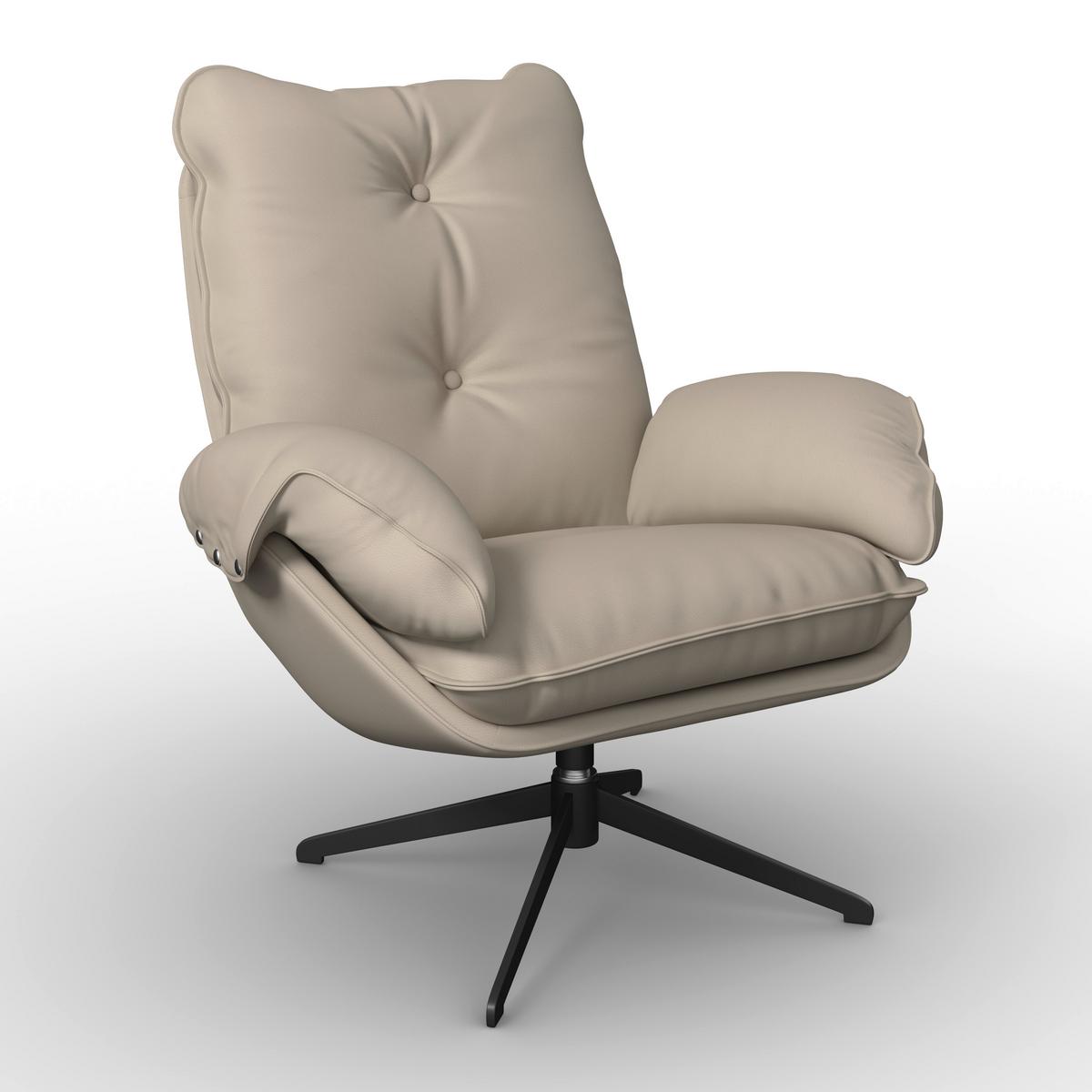 Relaxační křeslo ANDREA, béžová, s taburetem - černá/béžová, Moderní, kov/dřevo (82/105/80cm) - Bessagi Home