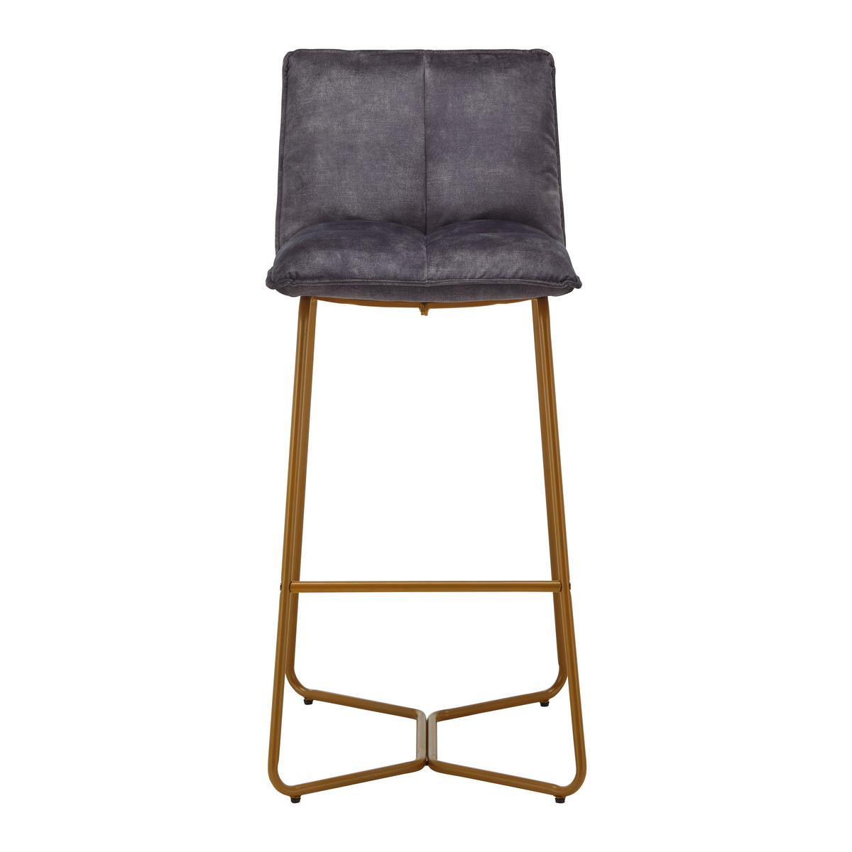 Barová židle Fonia ze sametu - tmavěšedá - tmavě šedá/barvy zlata, Moderní, kov/dřevo (46/103,5/57cm) - P & B