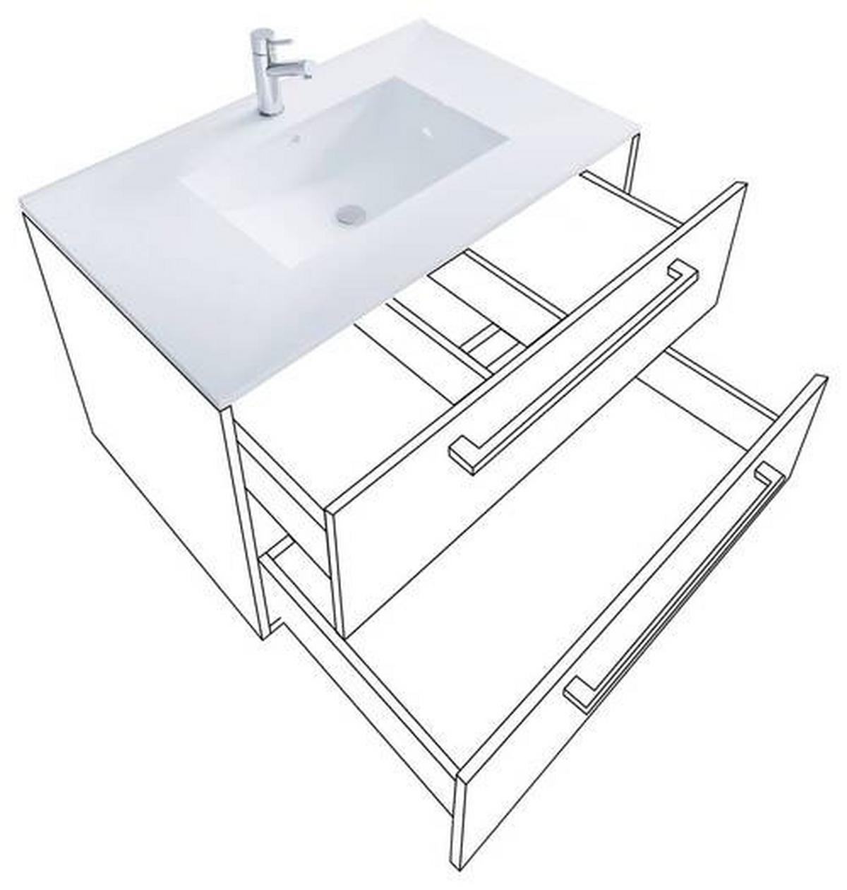 Badezimmer Badinos 5-Teilig Weiß B: 80 cm - Weiß, MODERN, Keramik/Holzwerkstoff (147cm) - MID.YOU