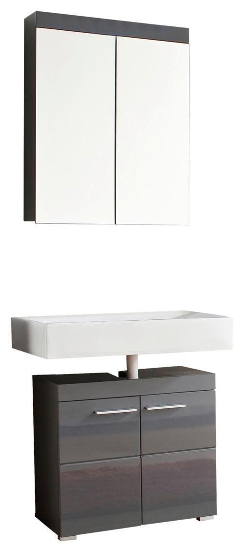 Badmöbel-Set 2-Tlg. Amanda B: 60 cm Grau - Grau, MODERN, Holzwerkstoff (60cm) - MID.YOU
