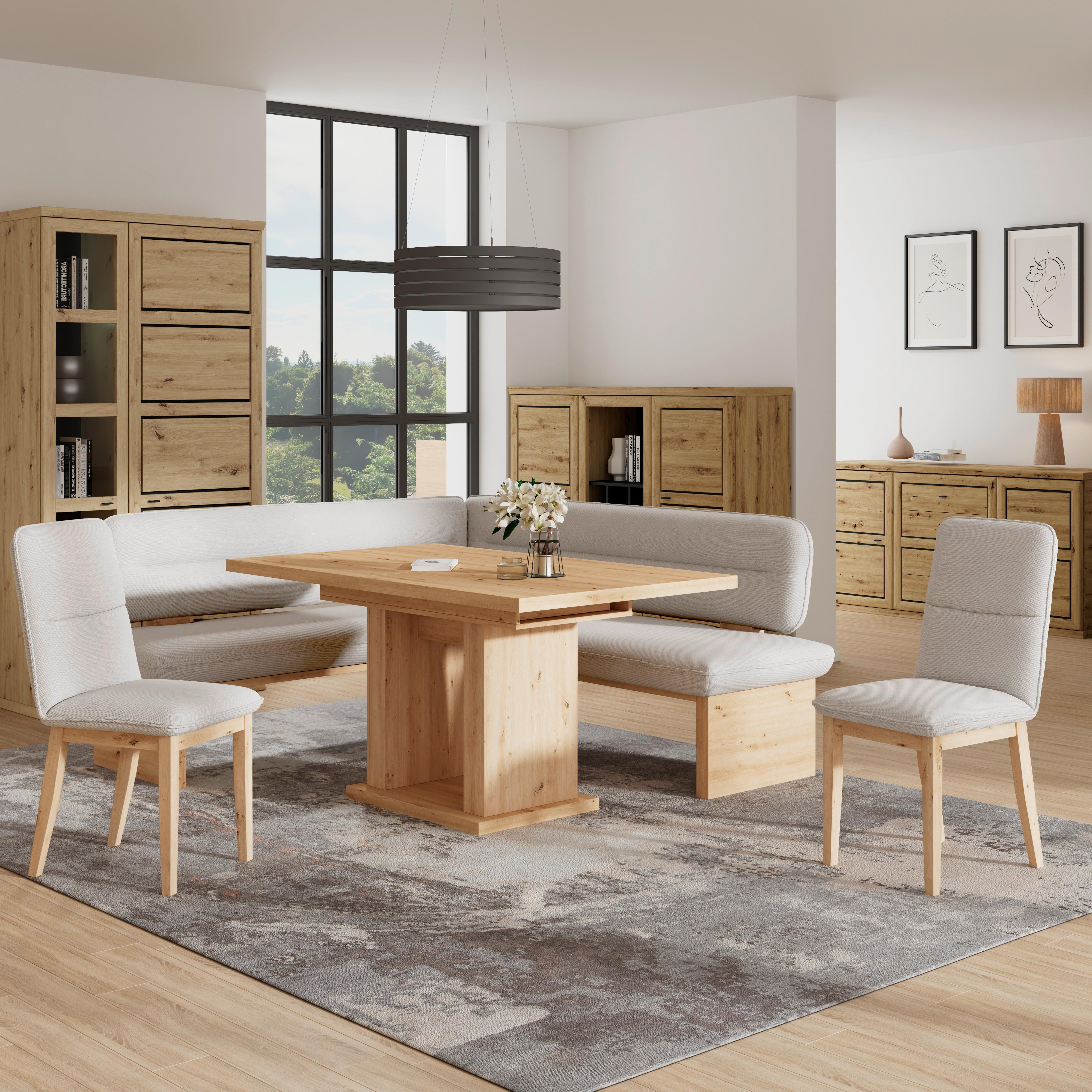 Eckbank Beluna Ii Webstoff Weiß, B: 170cm - Eichefarben/Weiß, KONVENTIONELL, Holz/Textil (170/212cm) - James Wood