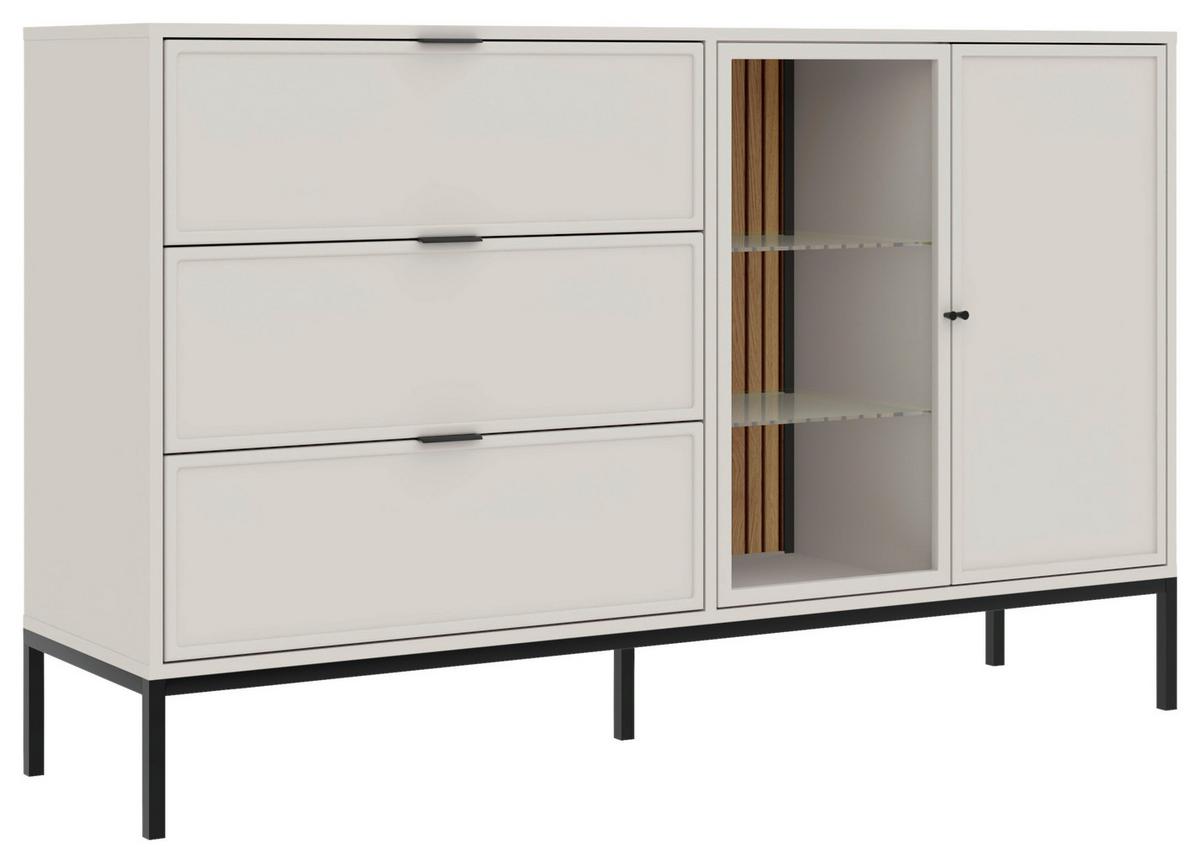 Kommode Deco Schwarz/Kaschmir B: 150,2cm - Kaschmir/Schwarz, Design, Glas/Holzwerkstoff (150,2/92/40cm) - MID.YOU
