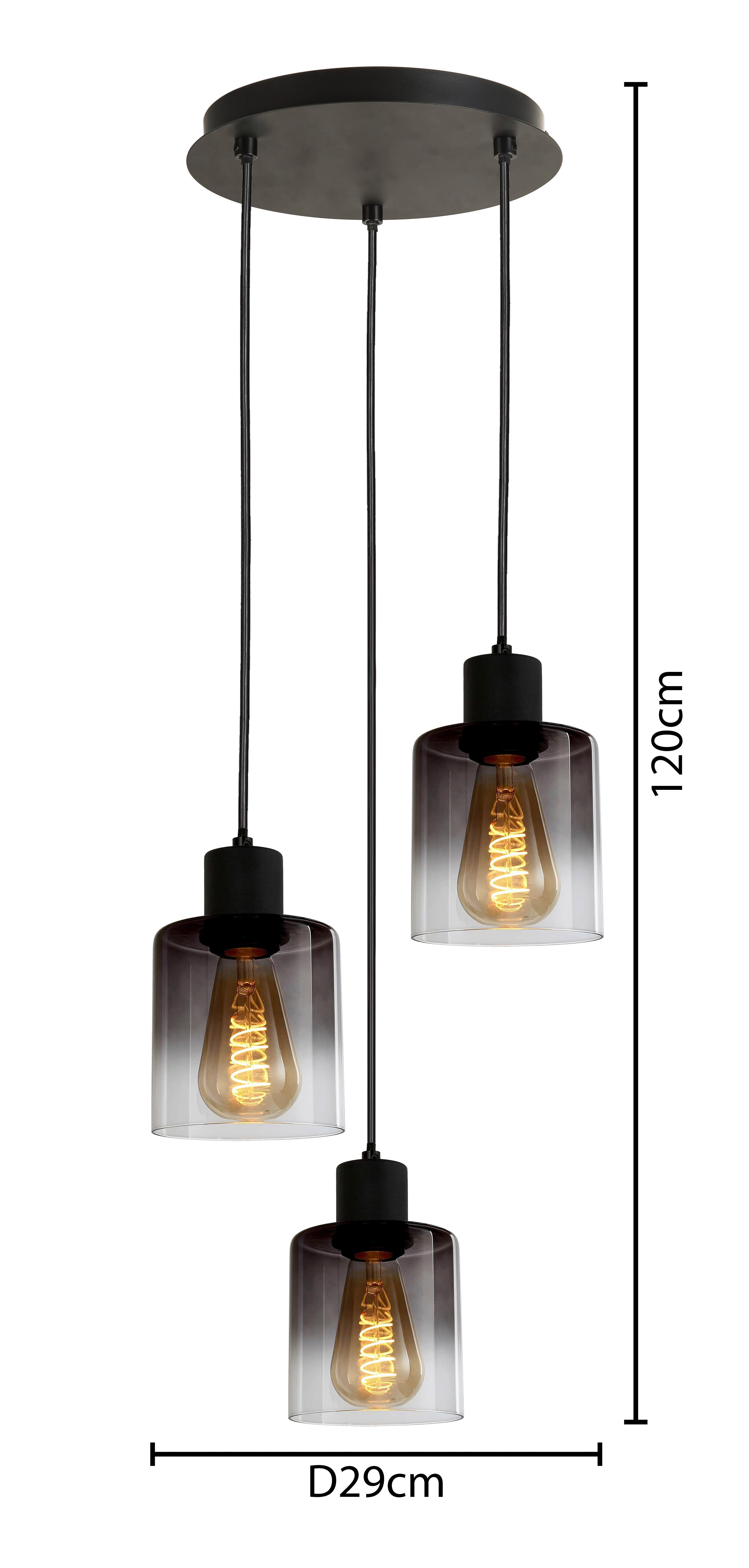 ZÁVĚSNÉ SVÍTIDLO ESTELLE - černá, Moderní, kov/sklo (29/120cm) - Mömax