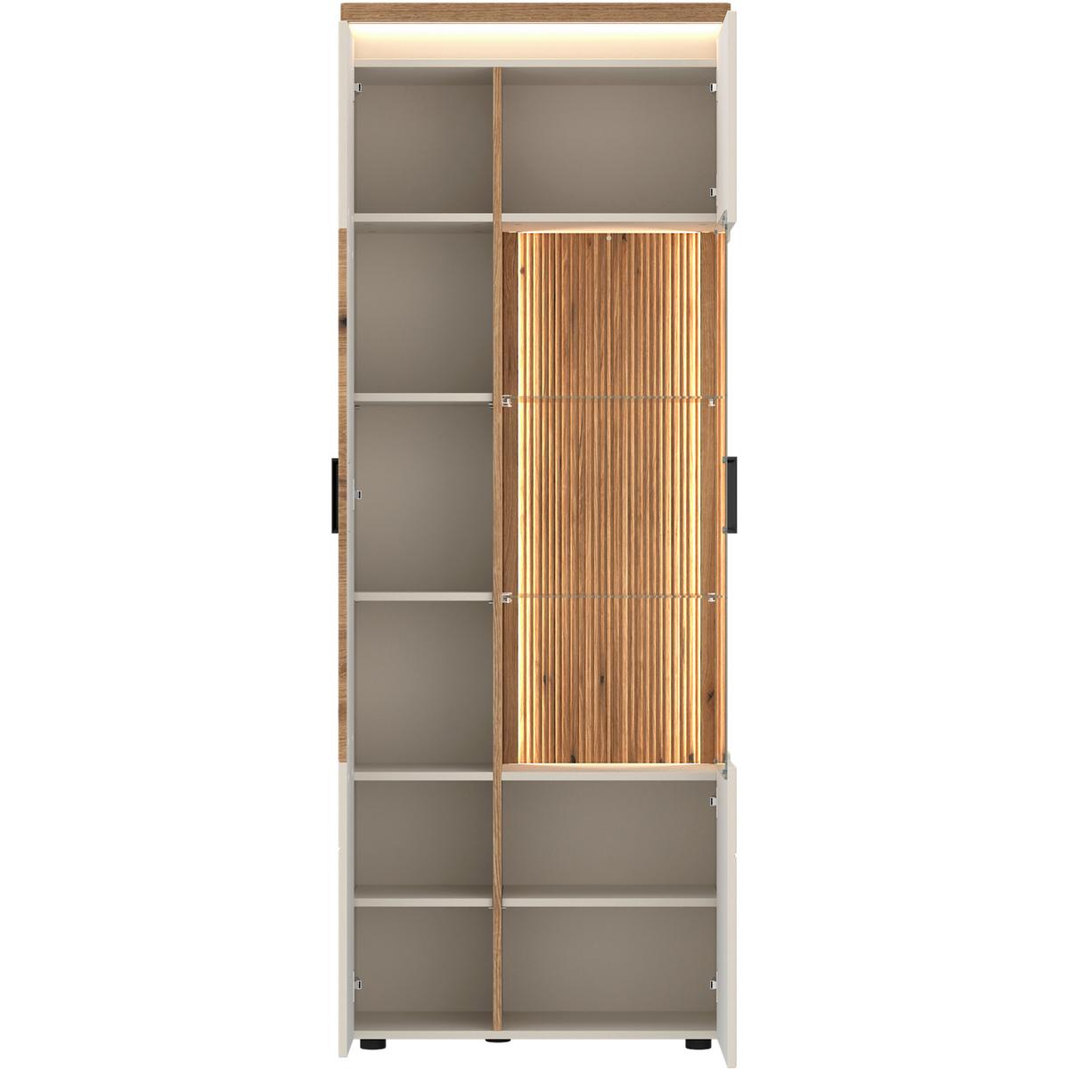 Vitrine Modena Eiche Dekor B: 75cm - Kaschmir/Eichefarben, Basics, Glas/Holzwerkstoff (75/201,5/35,6cm) - Hom`in
