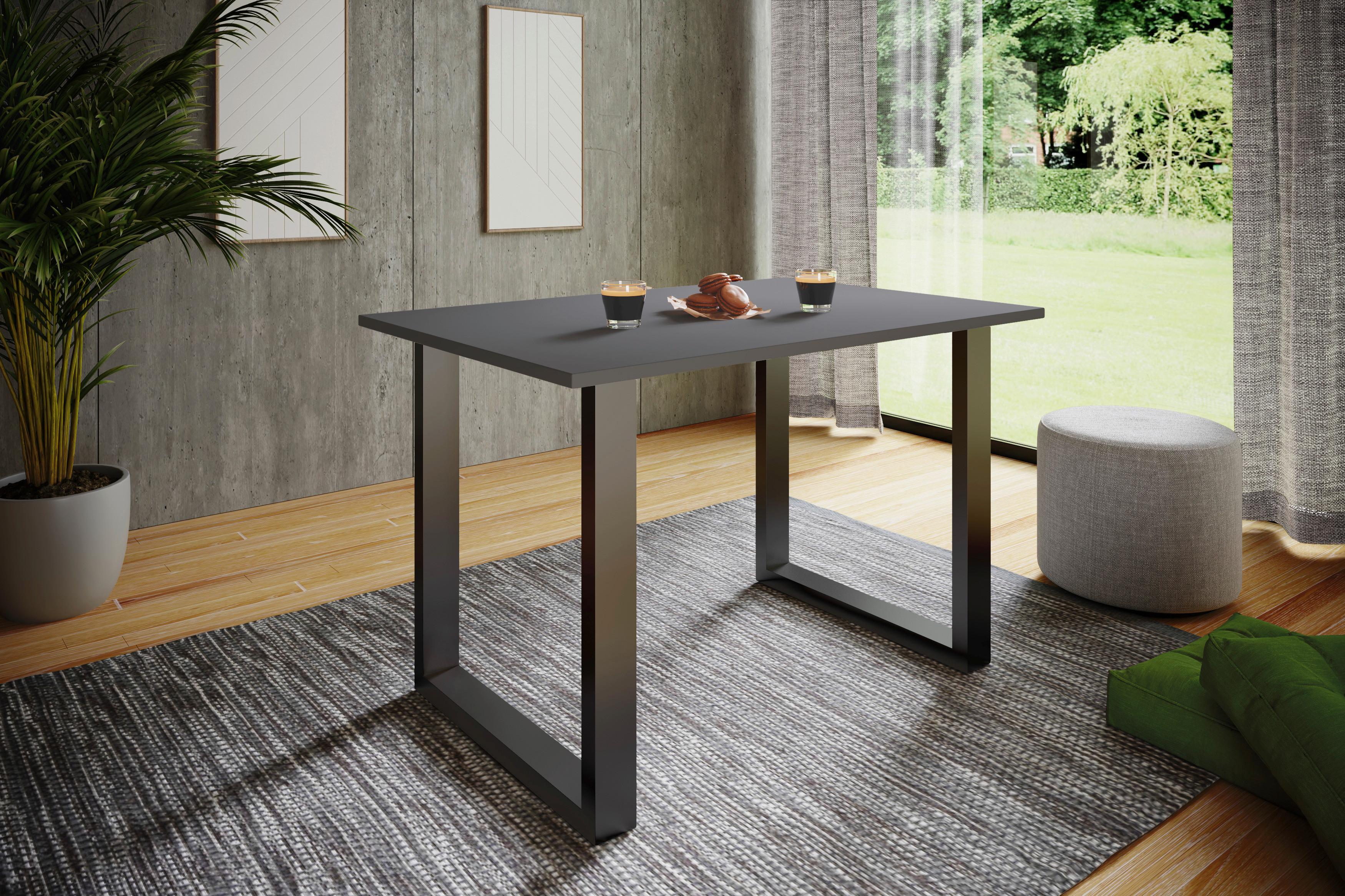 Esstisch Xona Anthrazit/Schwarz - Anthrazit/Schwarz, Design, Holzwerkstoff/Metall (110/80/76cm) - MID.YOU