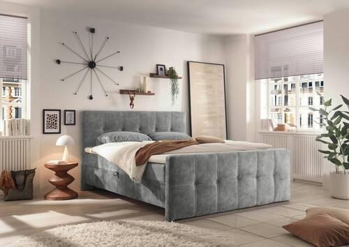 Boxbett Valetta 6 - Schwarz/Grau, MODERN, Holzwerkstoff/Textil (180/200cm) - MID.YOU