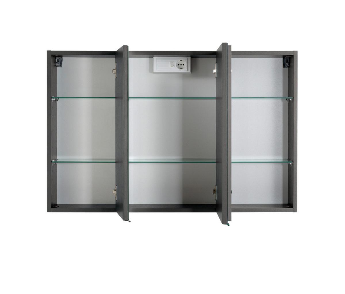 Spiegelschrank mit Türdämpfer + Led Cardiff BxHxT: 100x64x20cm - Graphitfarben, KONVENTIONELL, Glas/Holzwerkstoff (100/64/20cm) - Held