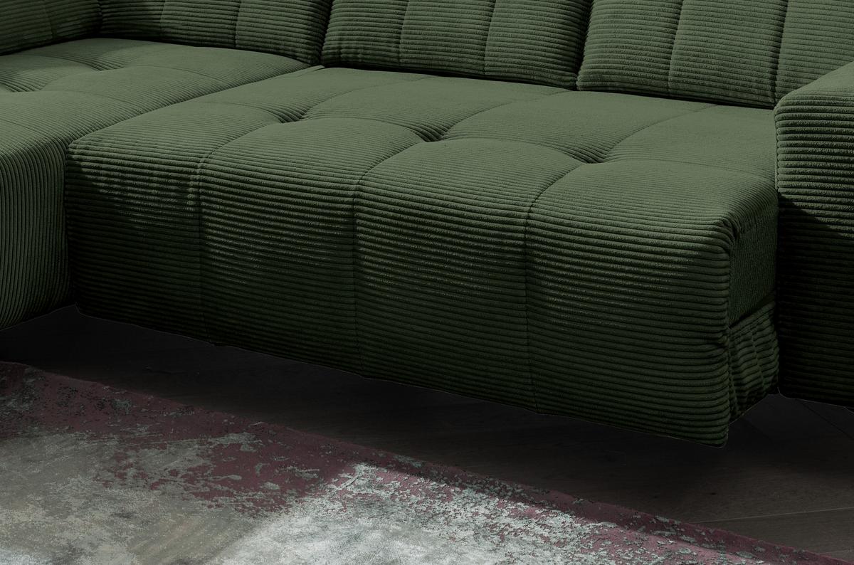 Ecksofa Mit Usb Anschluss Sano, Dunkelgrün,s: 200x261 Cm - Dunkelgrün/Schwarz, MODERN, Textil (200/261cm) - Livetastic