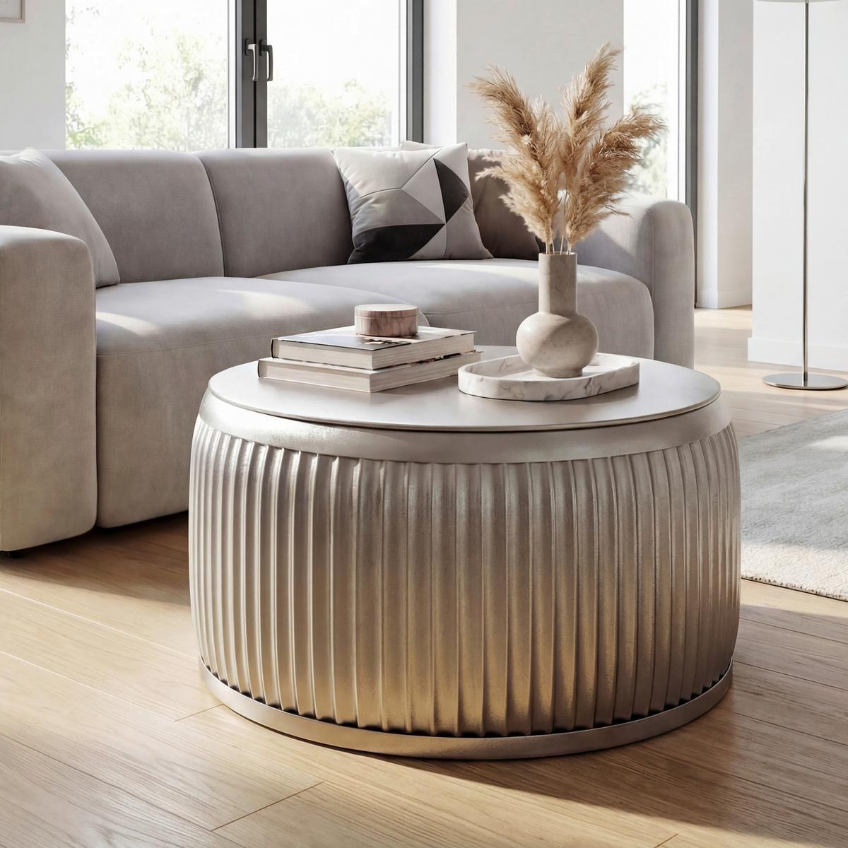 COUCHTISCH Silberfarben B: 60cm - Silberfarben, Design, Metall (60/60/32cm) - Livetastic
