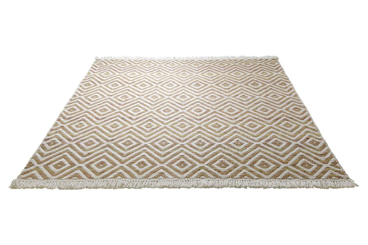 Handwebteppich Orange/ Weiß Wolle Vector 60x110 cm - Orange/Weiß, KONVENTIONELL, Textil (60/110cm) - Esprit