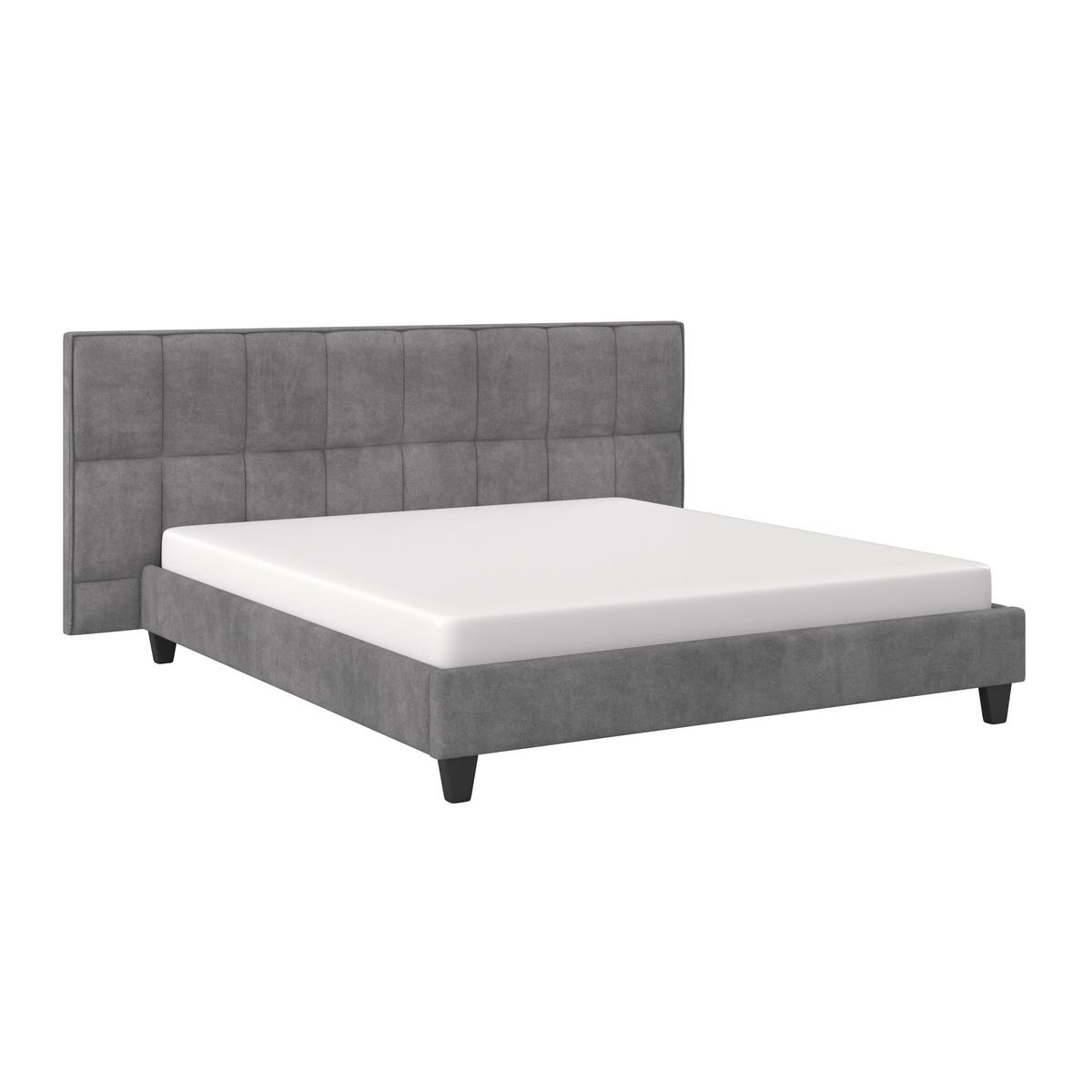 Manželská postel s čelem VALERIA 180x200, šedá - šedá/černá, Moderní, dřevo/kompozitní dřevo (180/200cm) - Bessagi Home