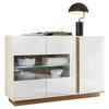 Sideboard Clair Weiß/Eiche Dekor B:138cm - Eichefarben/Weiß, Design, Glas/Holzwerkstoff (138/91/40cm) - MID.YOU