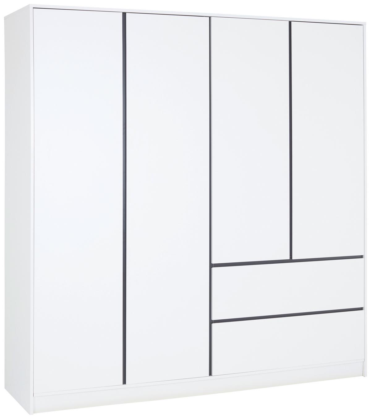 Kleiderschrank Basit - Weiß, KONVENTIONELL, Holzwerkstoff (195/205,5/56,6cm)