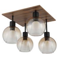 Deckenleuchte Barry L: 43 cm Klar Schwarz Dunkelbraun - Klar/Dunkelbraun, Basics, Glas/Holzwerkstoff (43/43/38cm) - Globo