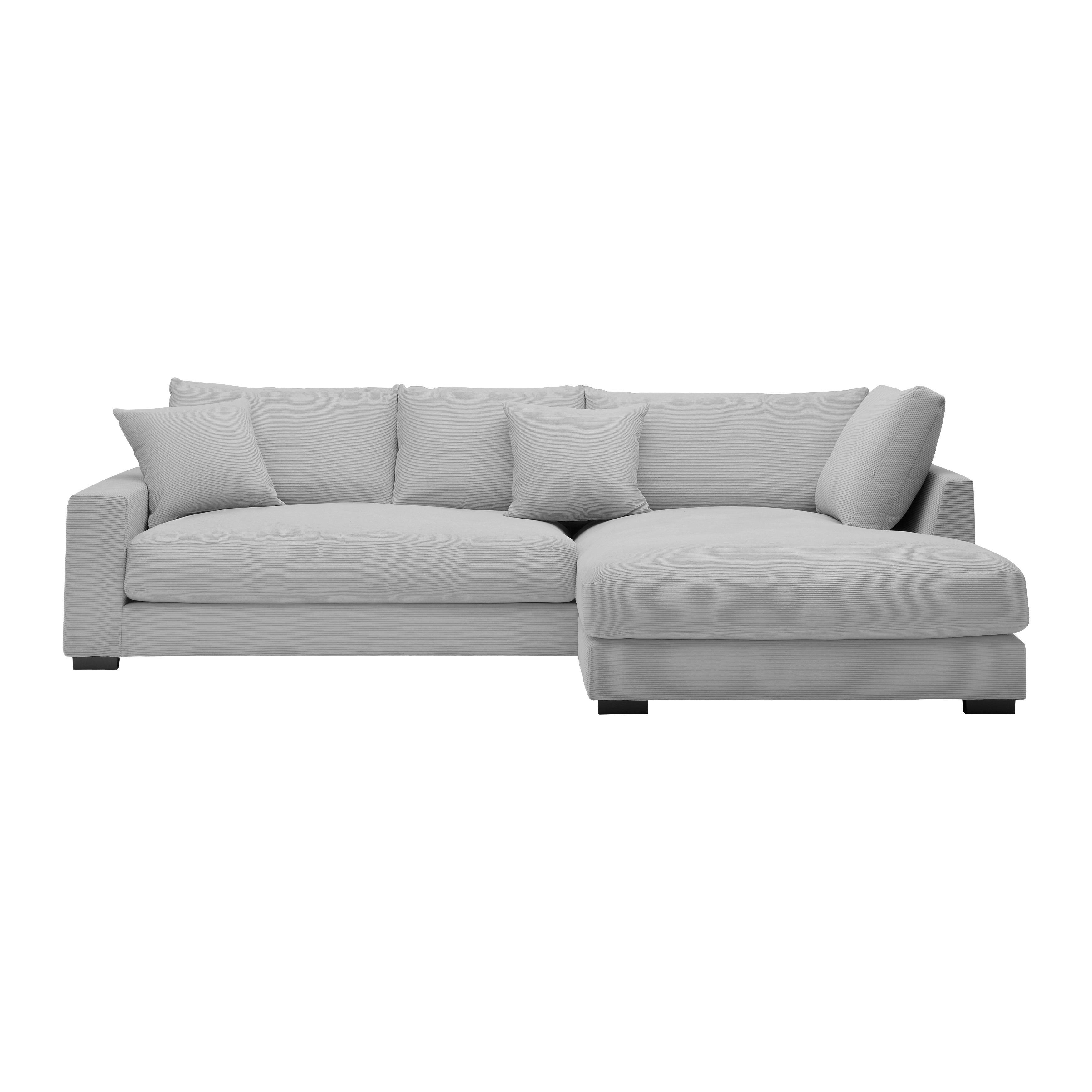 Rohová sedačka PEDRO, pravá, světle šedá - černá/světle šedá, Moderní, textil/plast (300/190cm) - Mömax