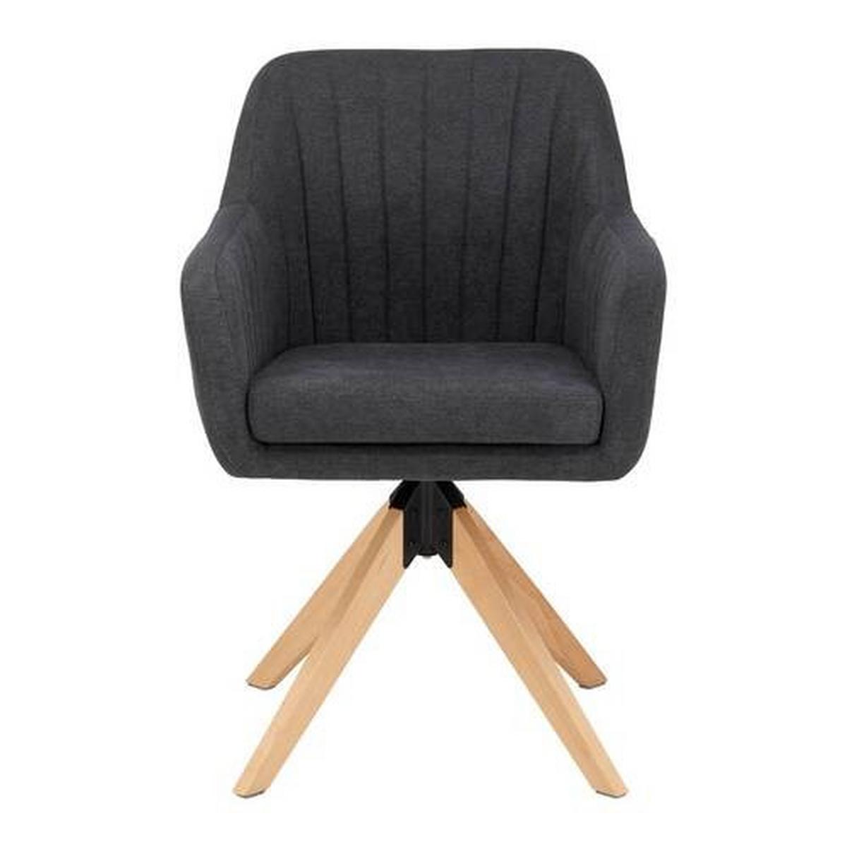 Zamatová stolička Lucita, otočná, nohy drevo - prírodná farba/tmavosivá, Modern, kov/drevo (59/88/60cm) - Bessagi Home