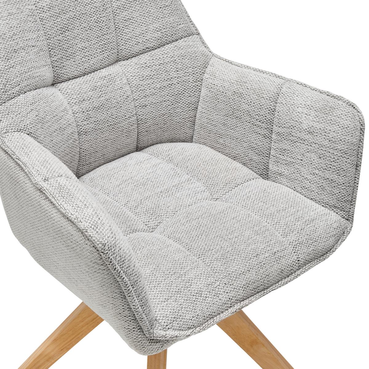 Armlehnstuhl Kerry Hellgrau, Echtholz Beine - Eichefarben/Hellgrau, LIFESTYLE, Holz/Textil (61/85/63cm) - Livetastic