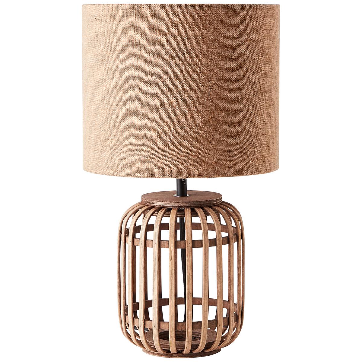 Tischleuchte 93148/09 Woodrow - Naturfarben, Natur, Holz/Textil (24/42,5cm) - Brilliant