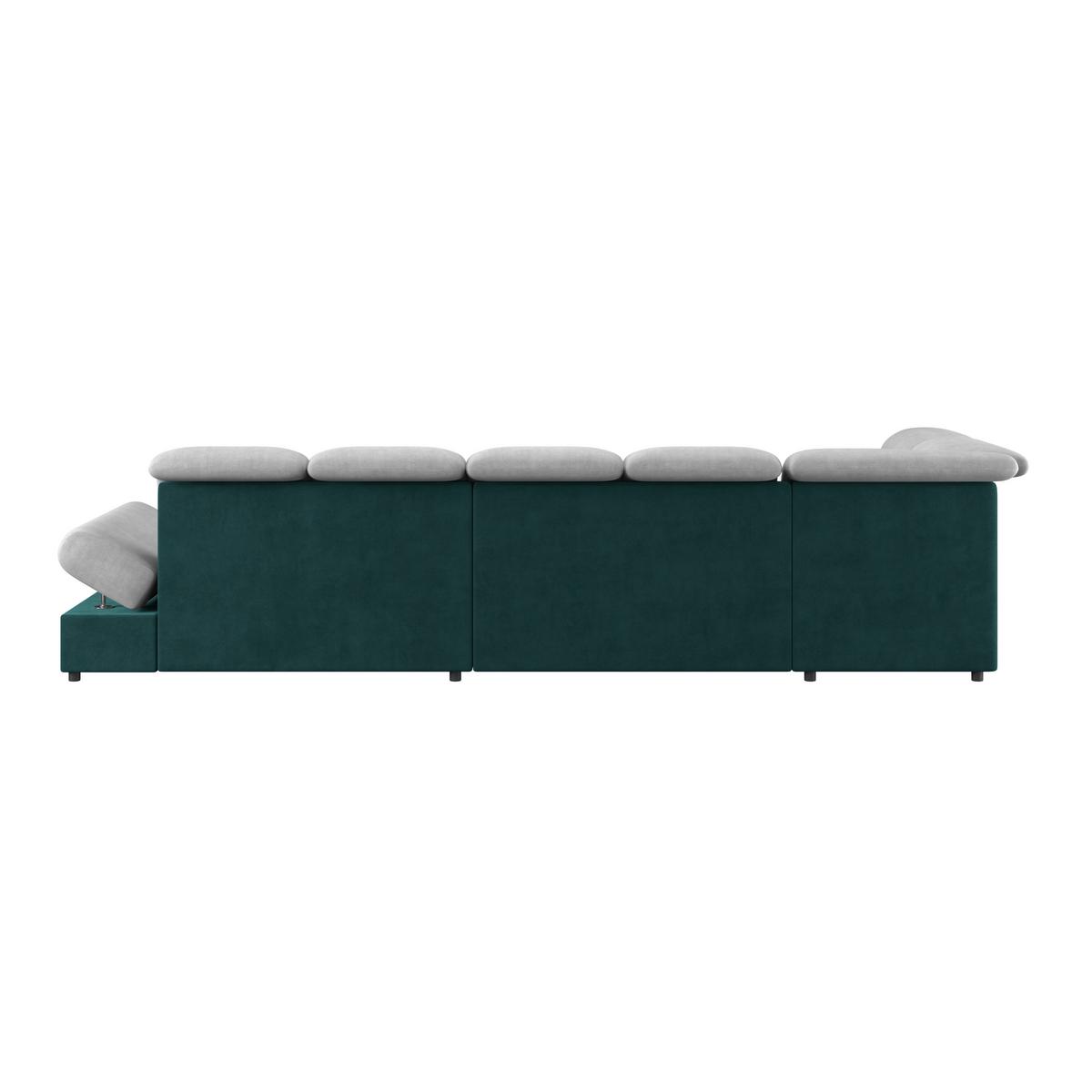 Wohnlandschaft Madera Silberfarben S: 212x358 cm - Türkis/Silberfarben, KONVENTIONELL, Kunststoff/Textil (212/358/190cm)