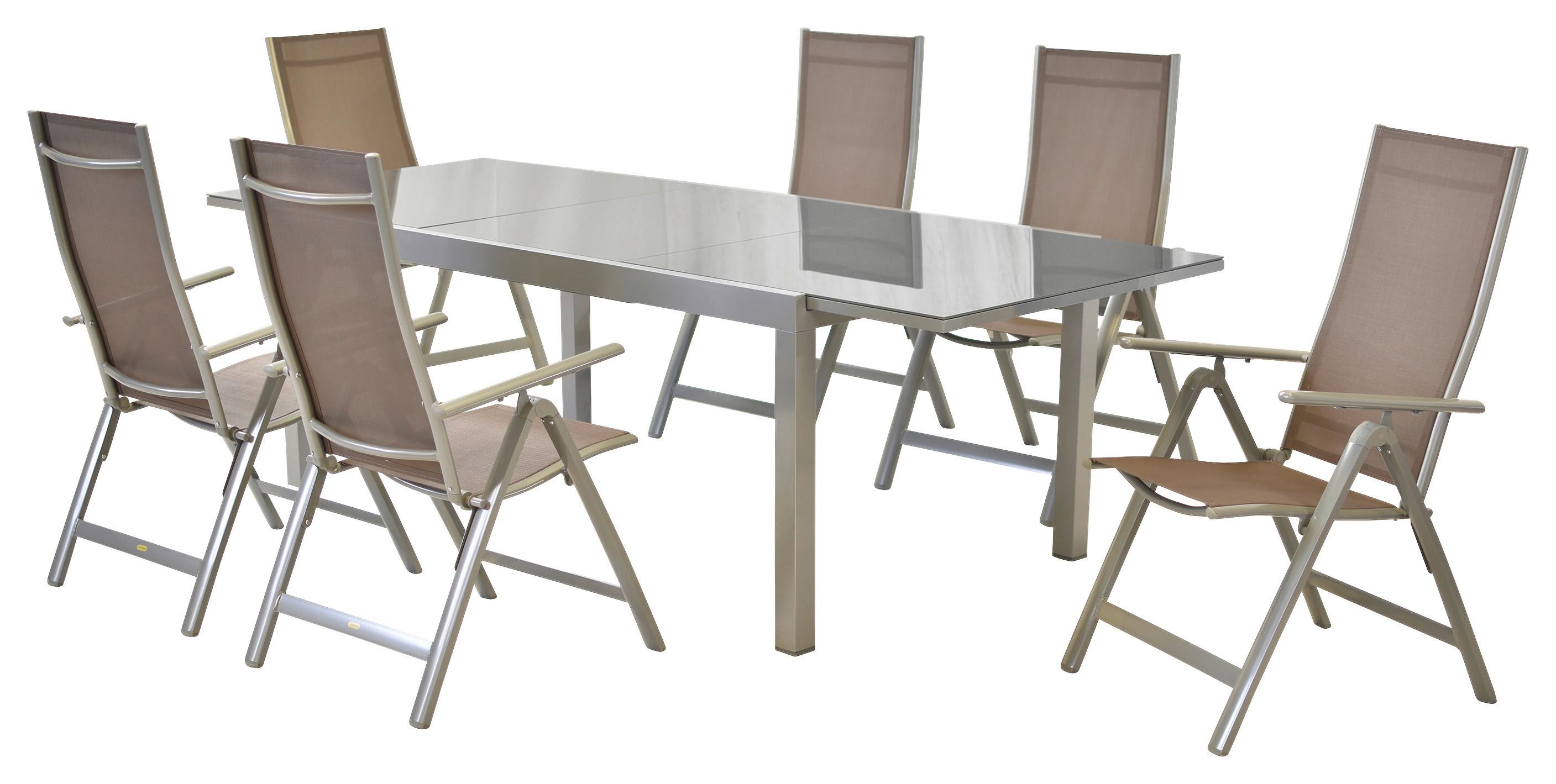 Gartenset Carrara - Taupe/Silberfarben, MODERN, Textil/Metall - Gardenson