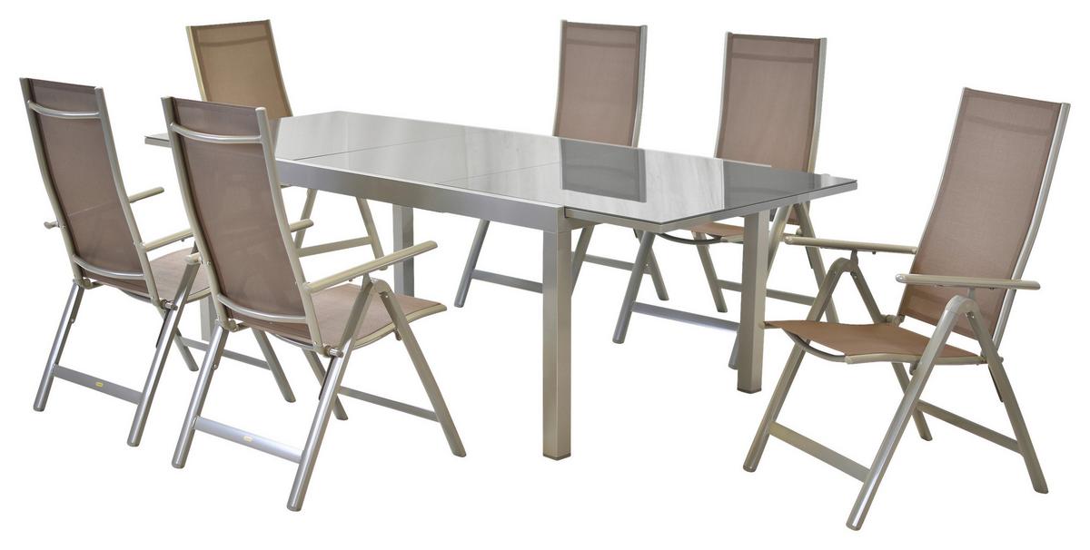 Gartenset Carrara - Taupe/Silberfarben, MODERN, Textil/Metall - Gardenson