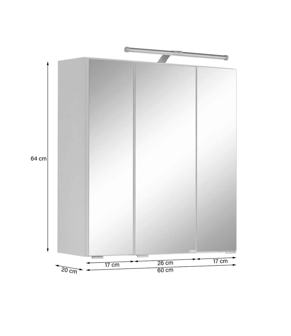 Spiegelschrank Paris Weiß B: 60 cm - Weiß, MODERN, Glas/Holzwerkstoff (60/64/20cm) - Held