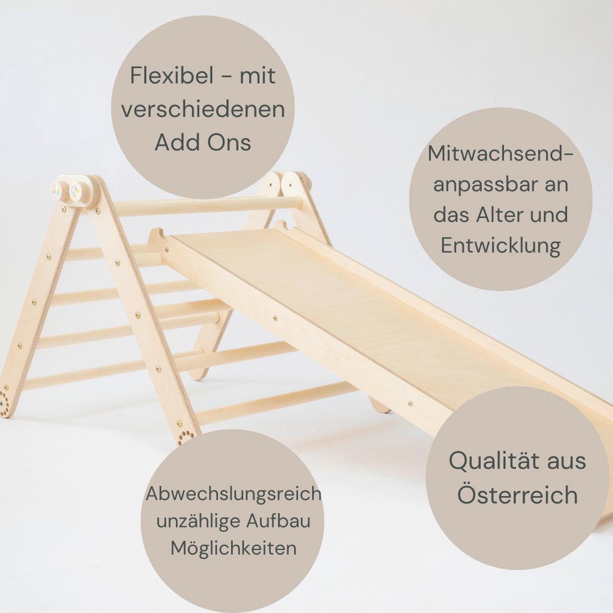Kletterdreieck mit Rutsche natur - Birkefarben, Basics, Holz (110/36/6cm)