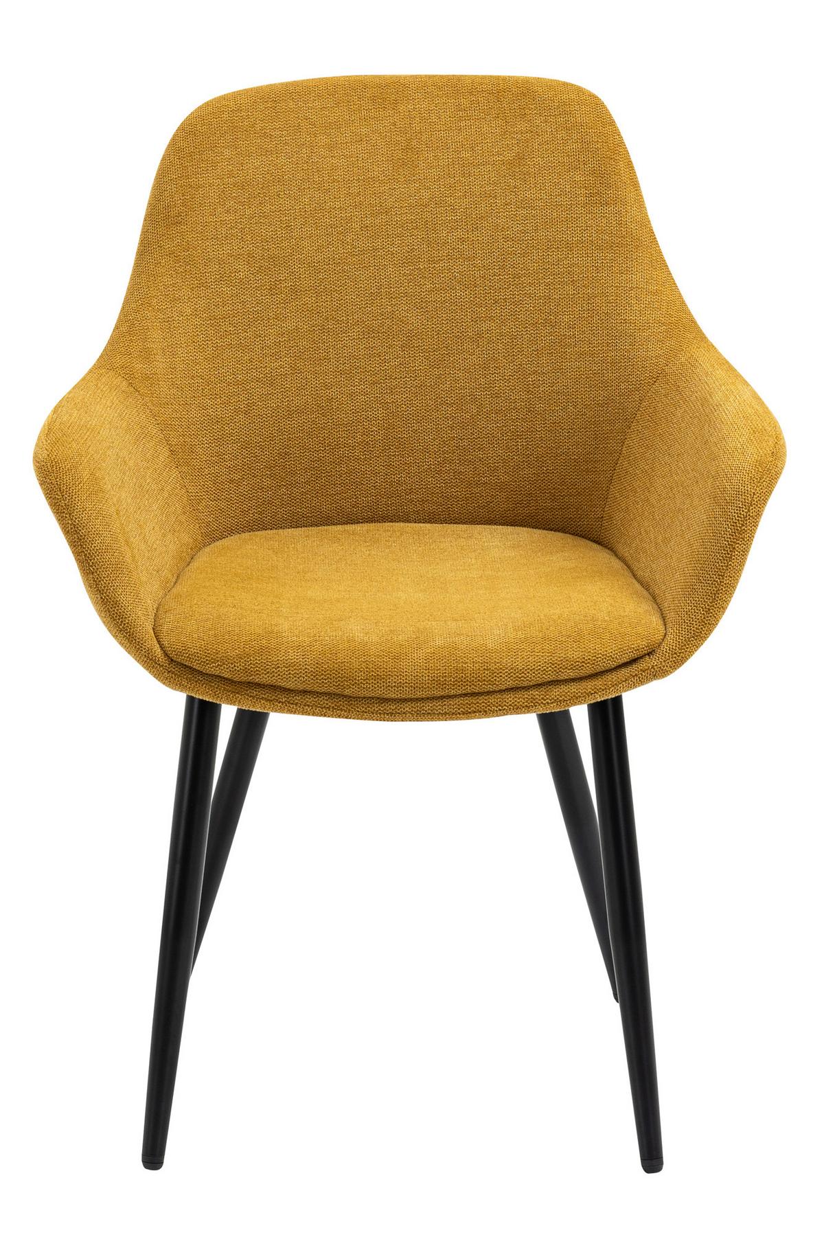 Tischgruppe Gelb/Cognac L: 180 cm - Cognac/Gelb, MODERN, Holz/Textil (180/90/77cm) - Livetastic