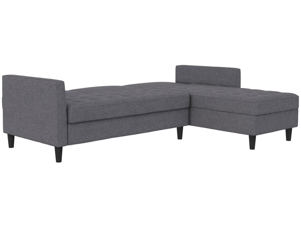 Ecksofa Palermo Grau, mit Stauraum - Schwarz/Grau, Basics, Textil (213/154cm) - Livetastic