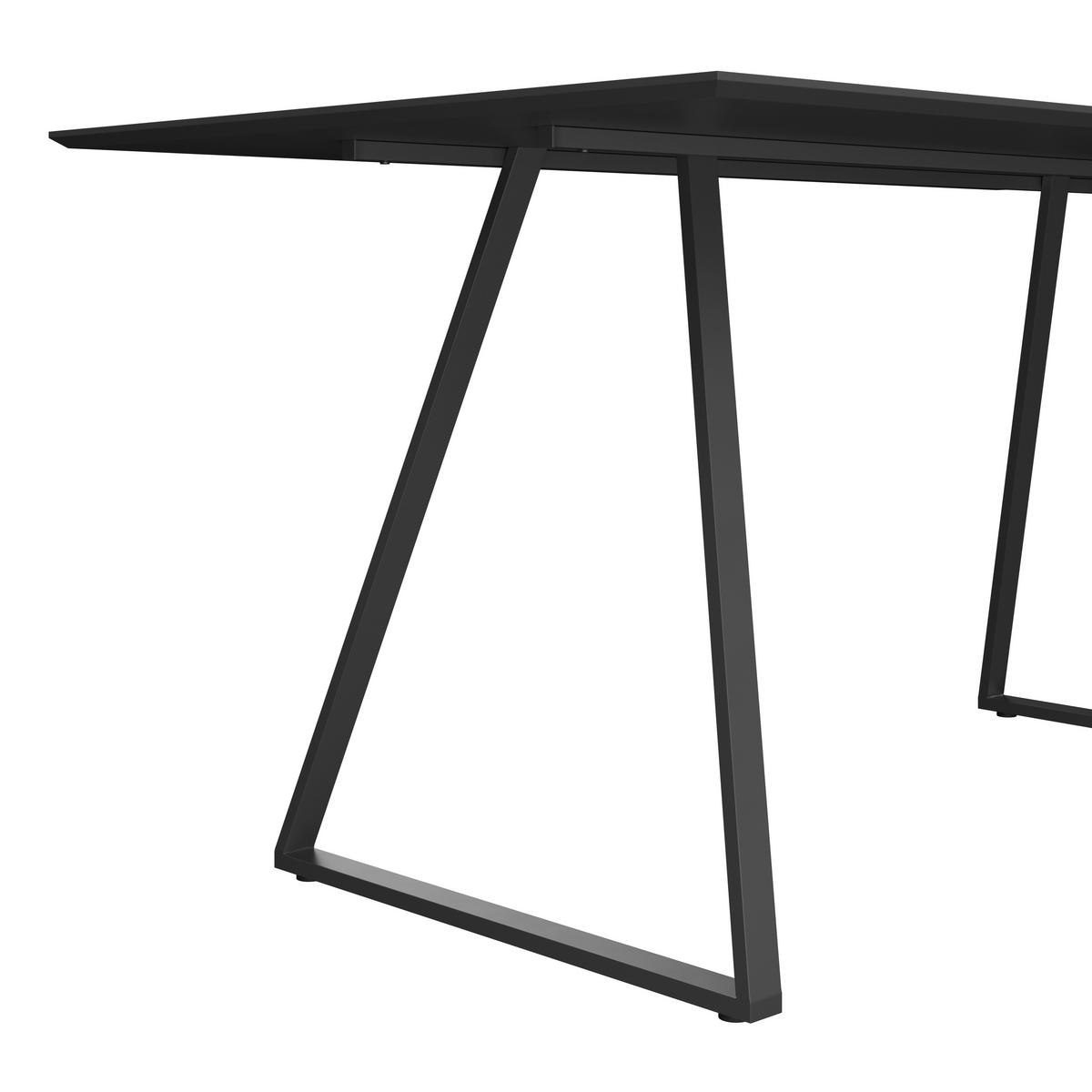 Tischgruppe Vols Giga 7-teilig Dekor grau/Webstoff grau - Schwarz/Grau, MODERN, Holzwerkstoff/Textil (160/75/90cm)