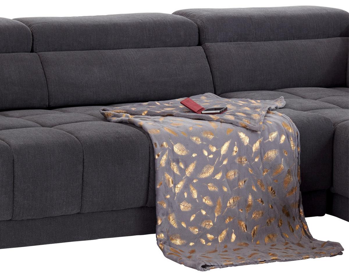 Ecksofa mit Relaxfunktion Hogan Ra, Grau - Silberfarben/Grau, MODERN, Holz/Textil (299/212cm) - Livetastic