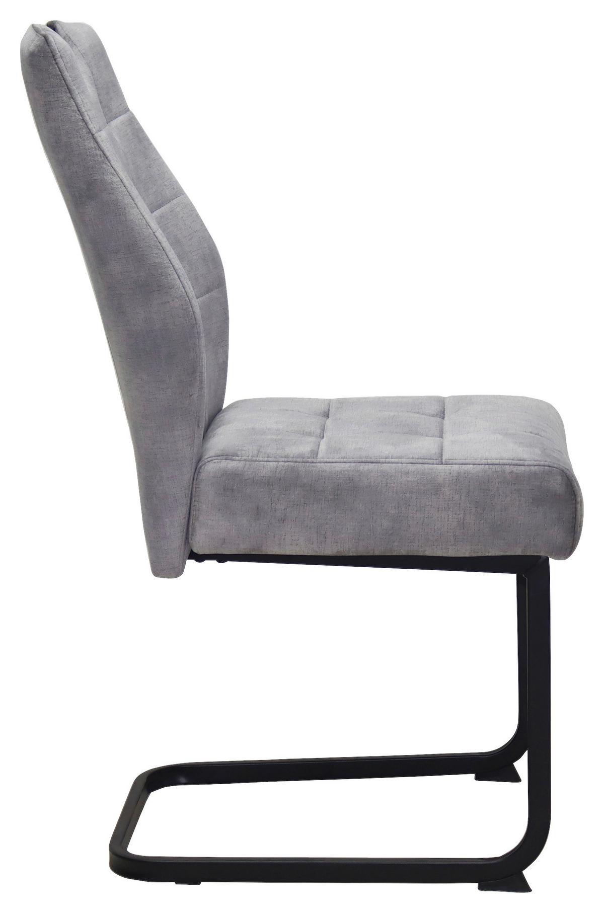 Schwingstuhl Emilia Webstoff Grau, B: 43 Cm - Schwarz/Grau, KONVENTIONELL, Textil/Metall (43/95/61cm)