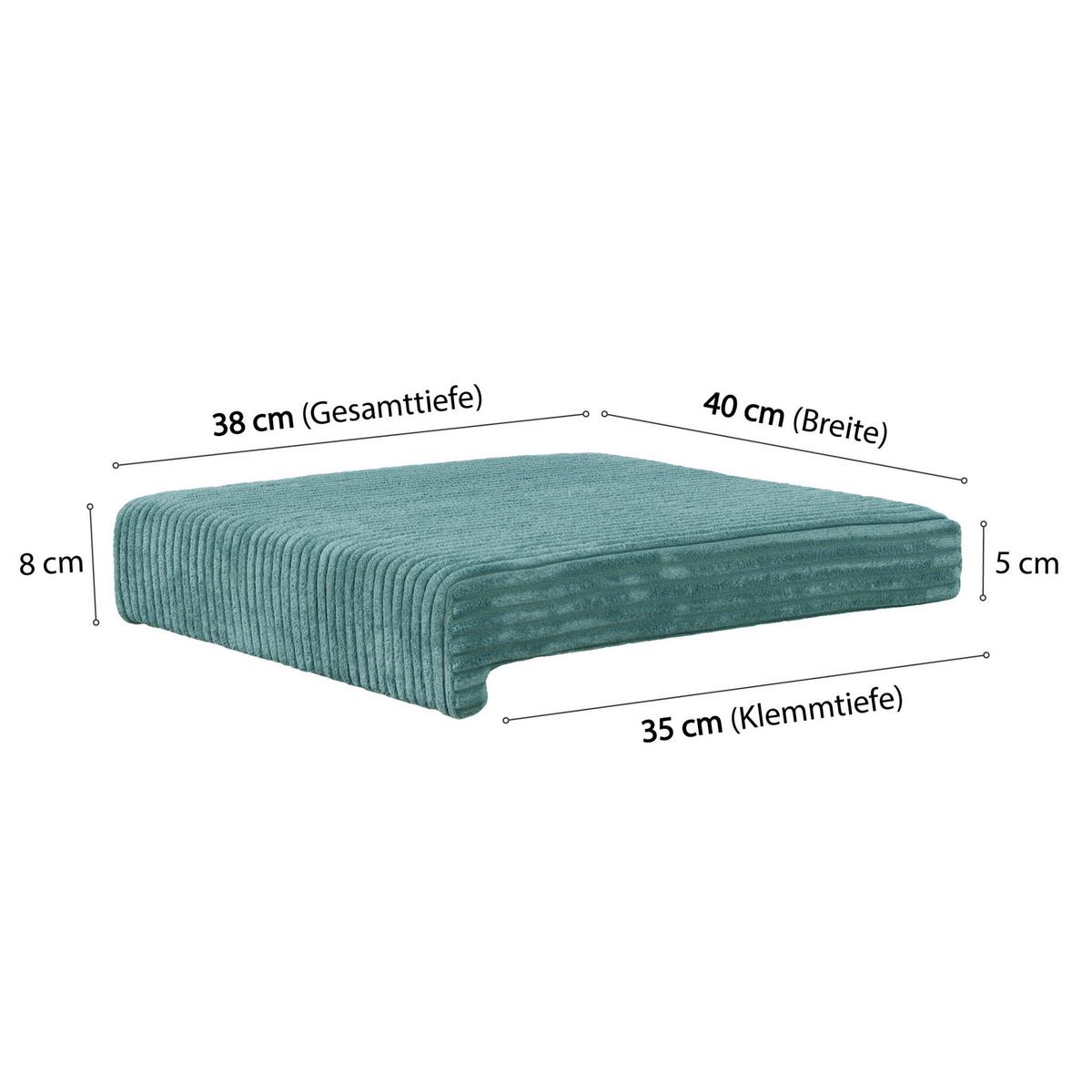 Bankkissen 2-Tlg. Set Cord, Türkis, LxB: 40x35/38 cm - Türkis, Basics, Textil (40/35/38/5/8cm)