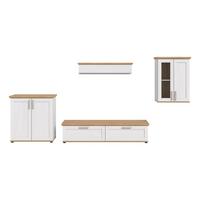 Wohnwand Verona Lärchefarben /Eiche Dekor B: 336cm - Lärchefarben/Schwarz, Design, Holzwerkstoff (336/161/40cm) - Livetastic