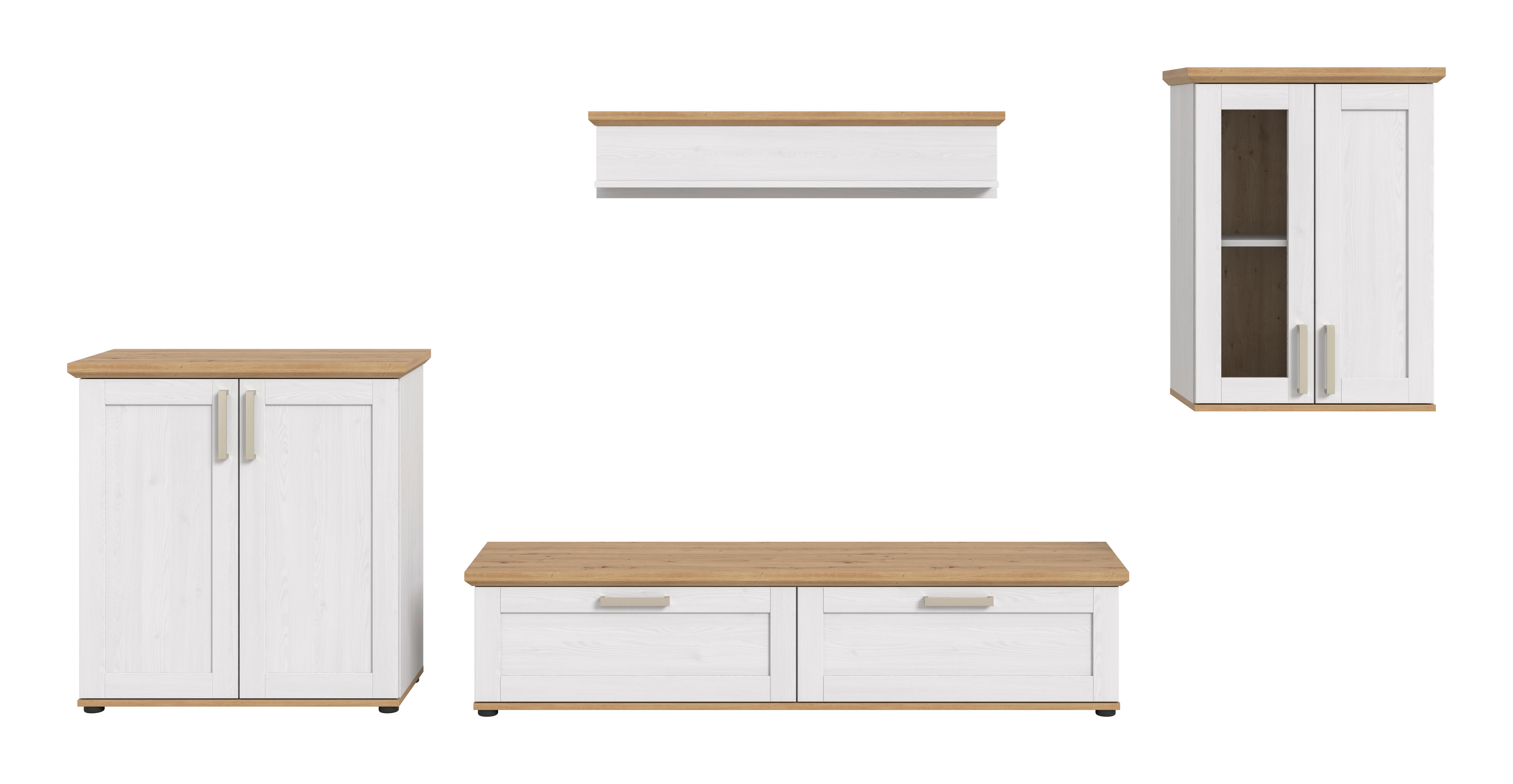 Wohnwand Verona Lärchefarben /Eiche Dekor B: 336cm