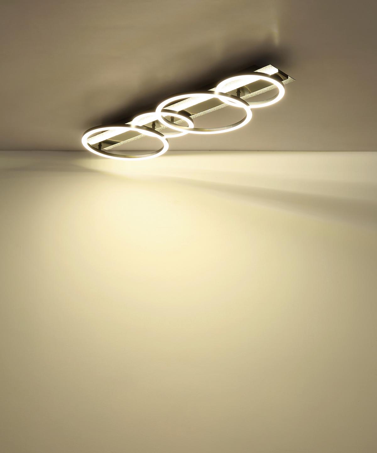 LED-Deckenleuchte 4000k., 55w - Silberfarben/Schwarzchrom, Design, Kunststoff/Metall (86,2/30/8,8cm) - Globo