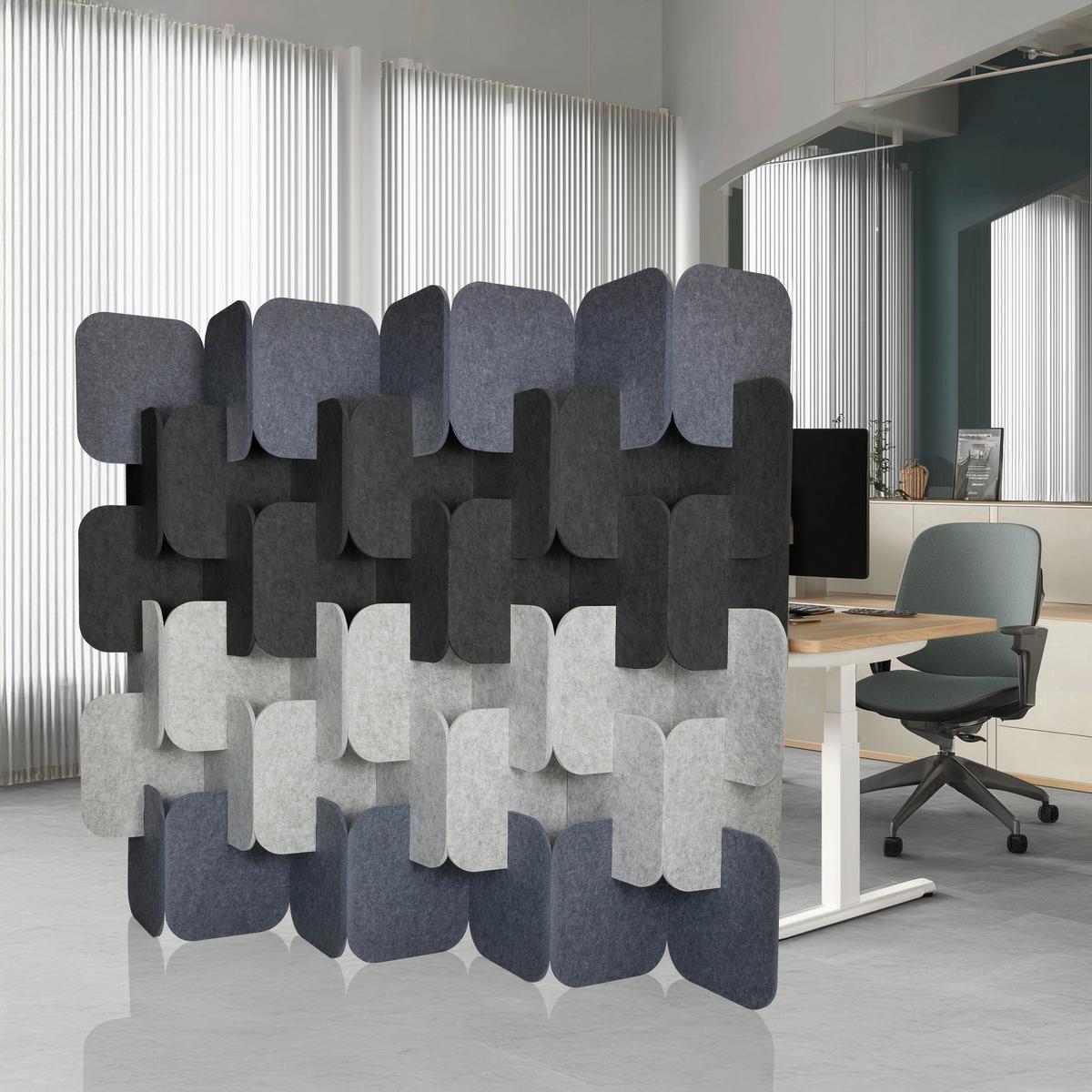 Trennwand Flexmiut Grau/Hell-/ Dunkelgrau B: 174cm - Dunkelgrau/Hellgrau, MODERN, Textil (174/164/25cm) - MID.YOU